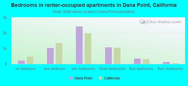Bedrooms in renter-occupied apartments in Dana Point, California