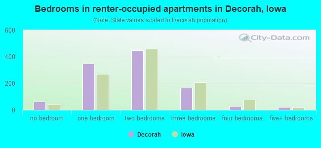 Bedrooms in renter-occupied apartments in Decorah, Iowa