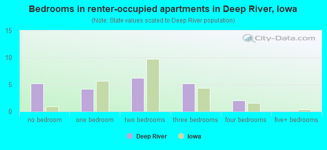 Bedrooms in renter-occupied apartments in Deep River, Iowa