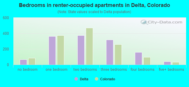 Bedrooms in renter-occupied apartments in Delta, Colorado