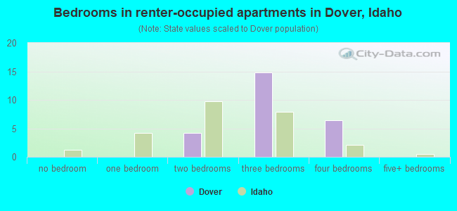 Bedrooms in renter-occupied apartments in Dover, Idaho