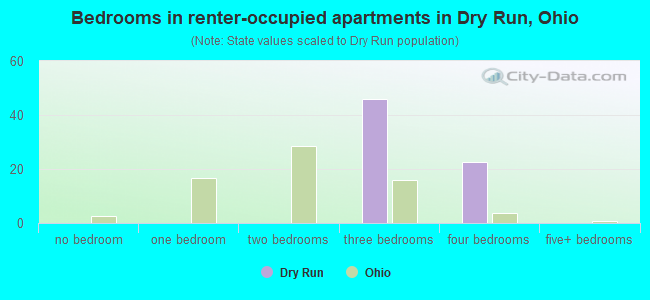 Bedrooms in renter-occupied apartments in Dry Run, Ohio