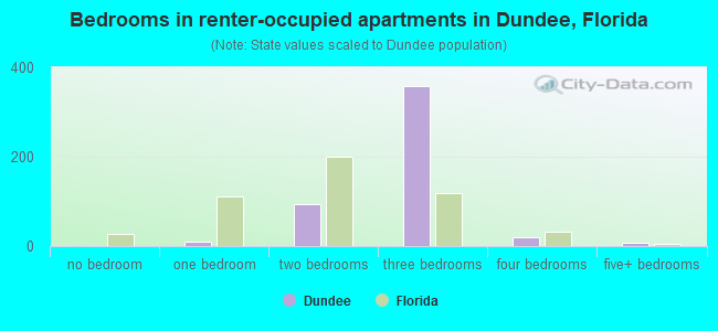 Bedrooms in renter-occupied apartments in Dundee, Florida