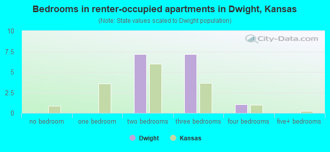 Bedrooms in renter-occupied apartments in Dwight, Kansas