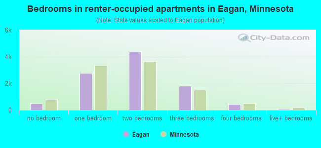Bedrooms in renter-occupied apartments in Eagan, Minnesota