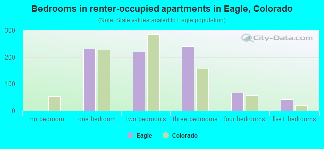 Bedrooms in renter-occupied apartments in Eagle, Colorado