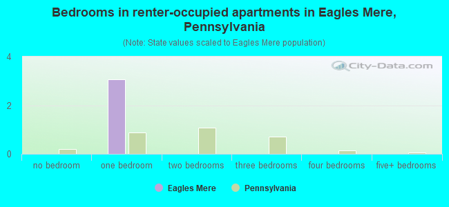 Bedrooms in renter-occupied apartments in Eagles Mere, Pennsylvania