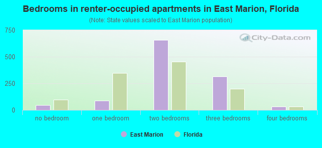 Bedrooms in renter-occupied apartments in East Marion, Florida