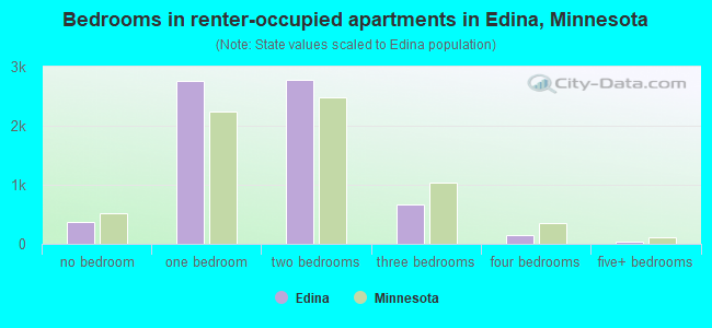 Bedrooms in renter-occupied apartments in Edina, Minnesota