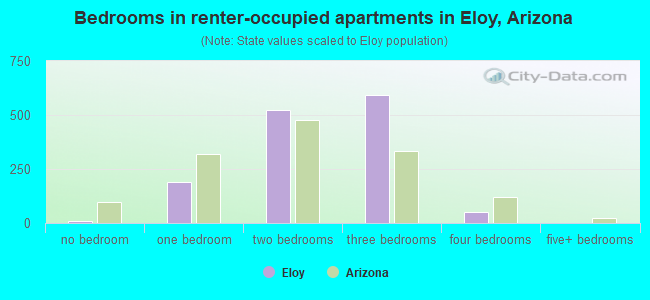 Bedrooms in renter-occupied apartments in Eloy, Arizona
