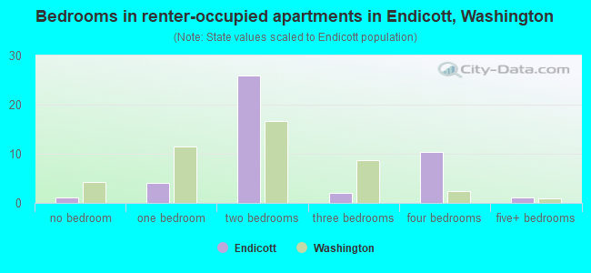 Bedrooms in renter-occupied apartments in Endicott, Washington