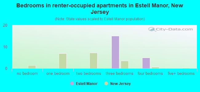 Bedrooms in renter-occupied apartments in Estell Manor, New Jersey