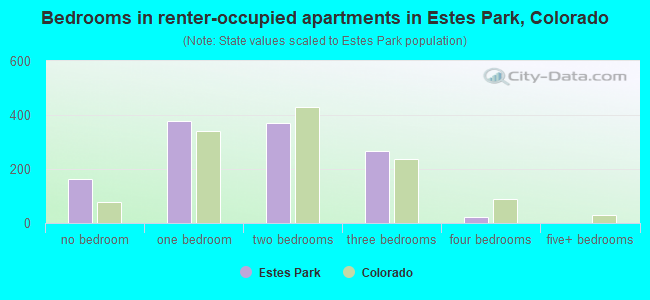 Bedrooms in renter-occupied apartments in Estes Park, Colorado