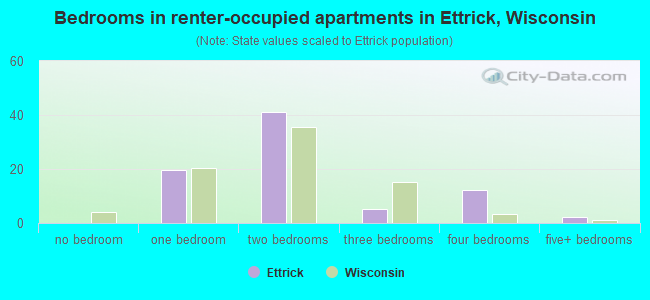 Bedrooms in renter-occupied apartments in Ettrick, Wisconsin