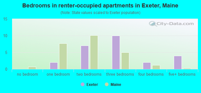 Bedrooms in renter-occupied apartments in Exeter, Maine