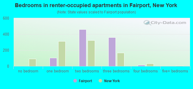 Bedrooms in renter-occupied apartments in Fairport, New York