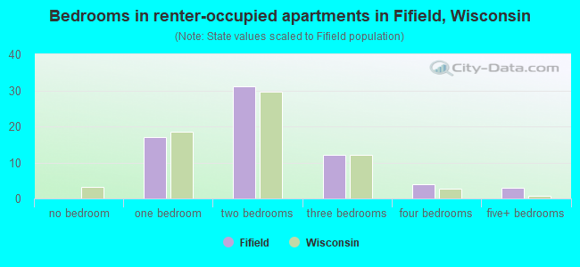 Bedrooms in renter-occupied apartments in Fifield, Wisconsin