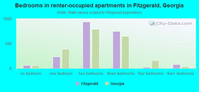 Bedrooms in renter-occupied apartments in Fitzgerald, Georgia