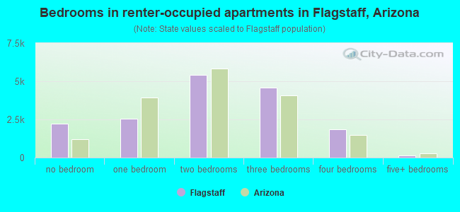 Bedrooms in renter-occupied apartments in Flagstaff, Arizona