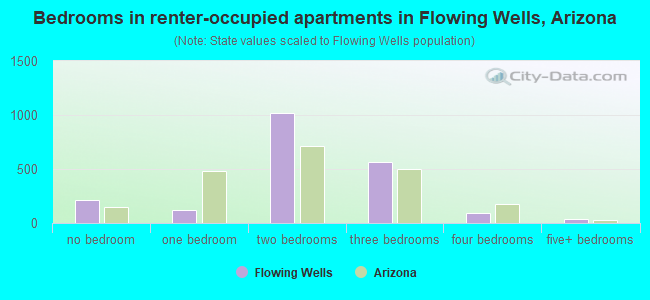 Bedrooms in renter-occupied apartments in Flowing Wells, Arizona