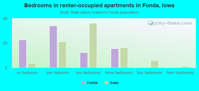 Bedrooms in renter-occupied apartments in Fonda, Iowa