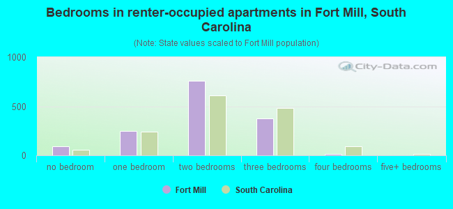 Bedrooms in renter-occupied apartments in Fort Mill, South Carolina