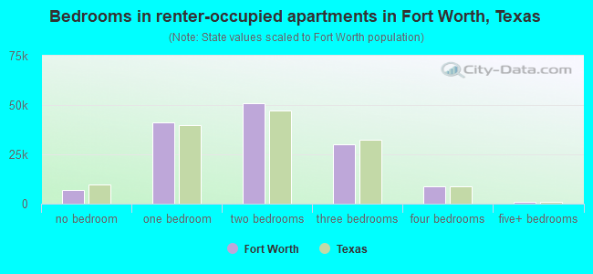 Bedrooms in renter-occupied apartments in Fort Worth, Texas