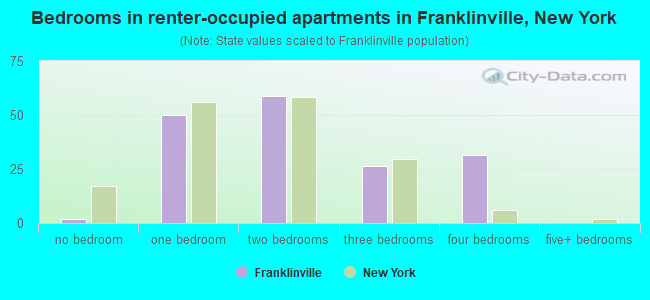 Bedrooms in renter-occupied apartments in Franklinville, New York