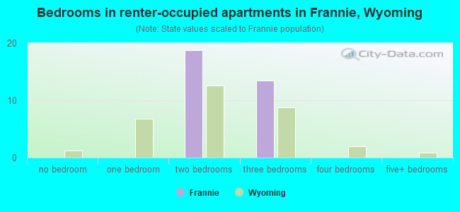 Bedrooms in renter-occupied apartments in Frannie, Wyoming