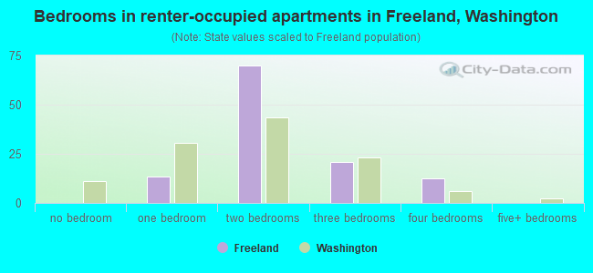 Bedrooms in renter-occupied apartments in Freeland, Washington
