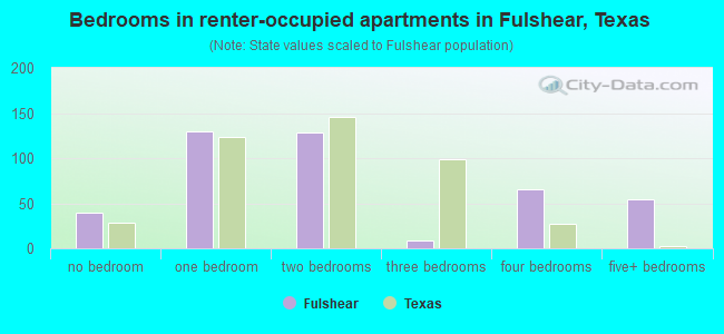 Bedrooms in renter-occupied apartments in Fulshear, Texas