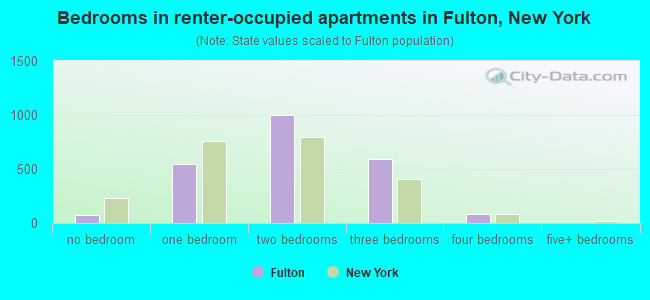 Bedrooms in renter-occupied apartments in Fulton, New York