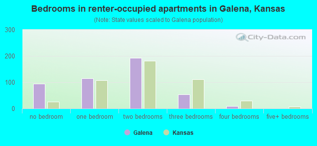 Bedrooms in renter-occupied apartments in Galena, Kansas