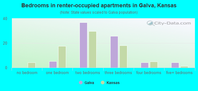 Bedrooms in renter-occupied apartments in Galva, Kansas