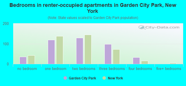 Bedrooms in renter-occupied apartments in Garden City Park, New York