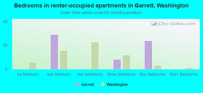 Bedrooms in renter-occupied apartments in Garrett, Washington
