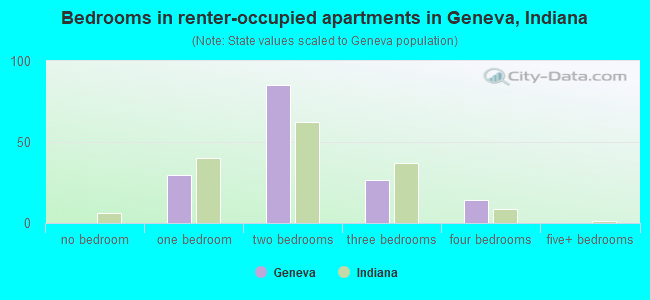 Bedrooms in renter-occupied apartments in Geneva, Indiana