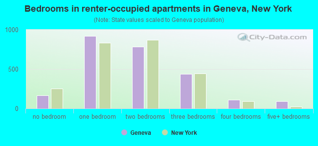 Bedrooms in renter-occupied apartments in Geneva, New York