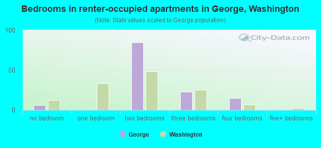 Bedrooms in renter-occupied apartments in George, Washington