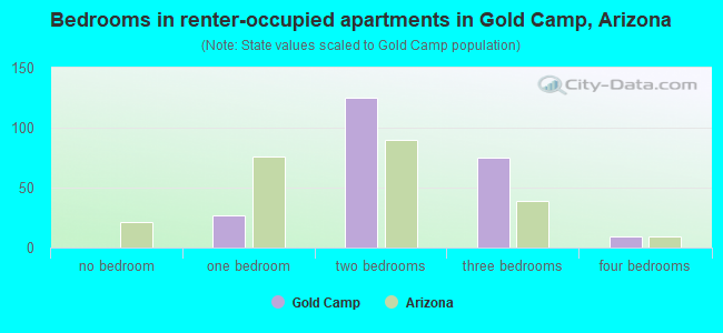Bedrooms in renter-occupied apartments in Gold Camp, Arizona