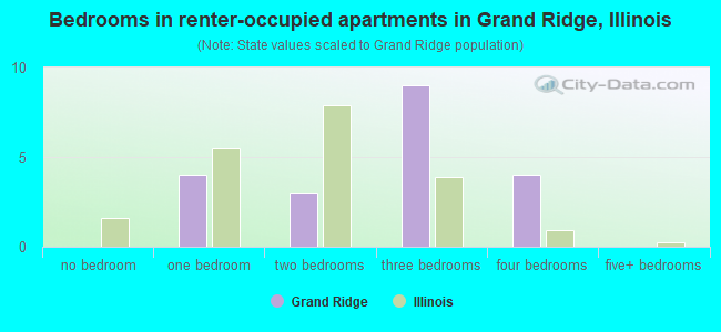 Bedrooms in renter-occupied apartments in Grand Ridge, Illinois