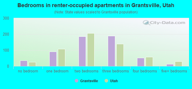 Bedrooms in renter-occupied apartments in Grantsville, Utah