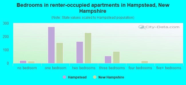 Bedrooms in renter-occupied apartments in Hampstead, New Hampshire