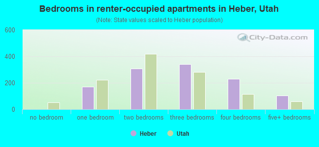Bedrooms in renter-occupied apartments in Heber, Utah