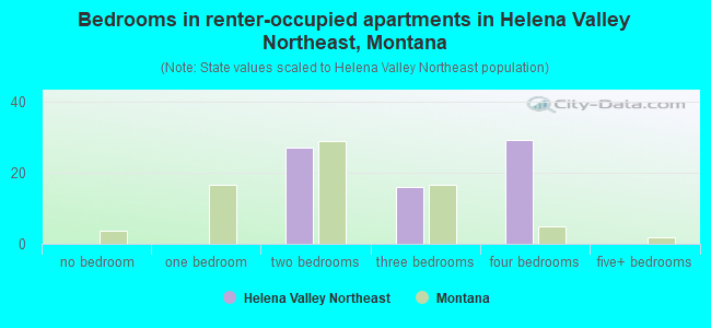 Bedrooms in renter-occupied apartments in Helena Valley Northeast, Montana