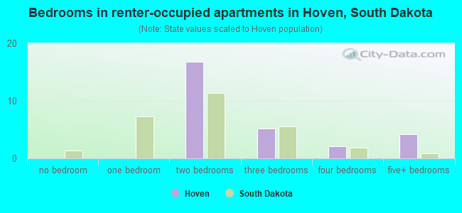 Bedrooms in renter-occupied apartments in Hoven, South Dakota