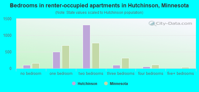 Bedrooms in renter-occupied apartments in Hutchinson, Minnesota