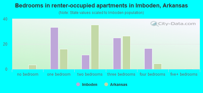 Bedrooms in renter-occupied apartments in Imboden, Arkansas