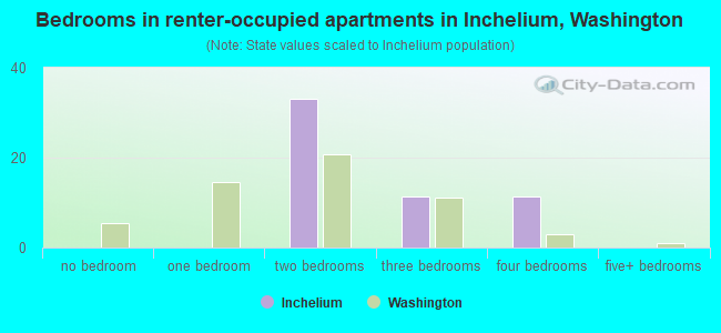 Bedrooms in renter-occupied apartments in Inchelium, Washington