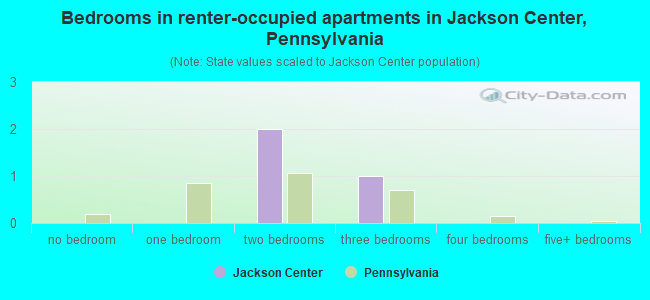 Bedrooms in renter-occupied apartments in Jackson Center, Pennsylvania